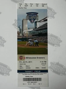2011 Milwaukee Brewers at Minnesota Twins Ticket 7/1/11 Jim Thome Home Run - Picture 1 of 1
