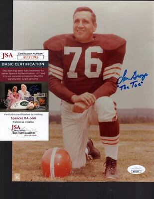 Foto autógrafa firmada por LOU GROZA HOF "THE TOE" color 8x10 marrones JSA 💎 CERTIFICADO DE AUTENTICIDAD Foto 1 de 3