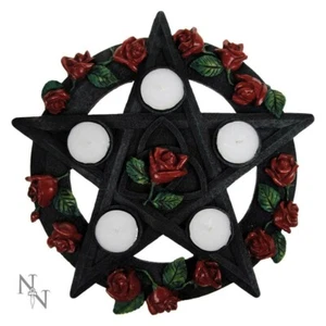 Pentagram Rose Tealight Holder 29.5cm - Foto 1 di 1