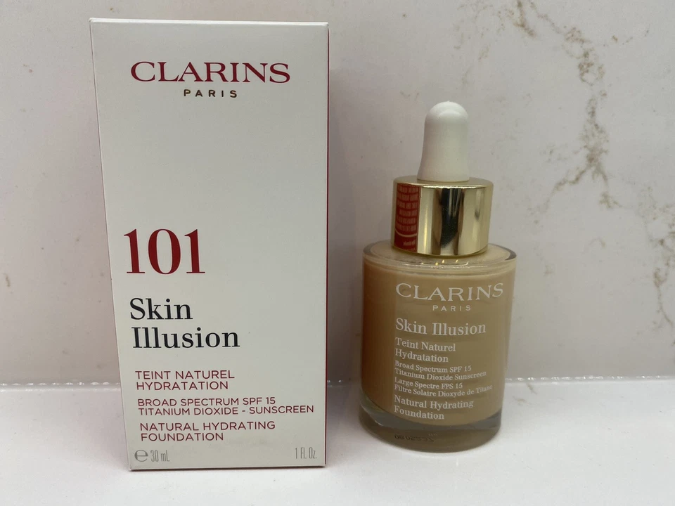 Clarins Skin Illusion Natural Hydrating Foundation #101 Linen SPF 15 NIB 1 oz - Image 1 of 1