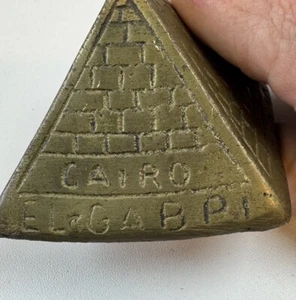 Antique 20th Century Bronze Nesting Pyramids, Rare Engraved 3 Sz Paperweights - Picture 1 of 16