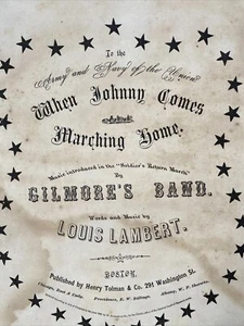 When Johnny Comes Marching Home-HTF 1863 Civil War Sheet Music-Army/Navy-Lambert - Picture 1 of 12