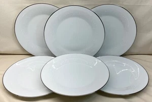 6 Noritake China Reina 6450Q White Platinum Trim Dinner Plates 10 3/8" - Picture 1 of 10