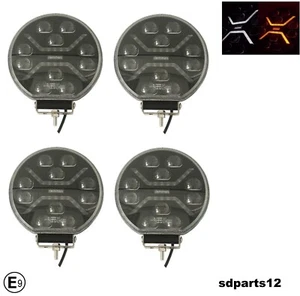 4x Fari Alogeno LED DRL Bianco Arancione Combo 14000LM 12/24V Camion Omologati - Afbeelding 1 van 14