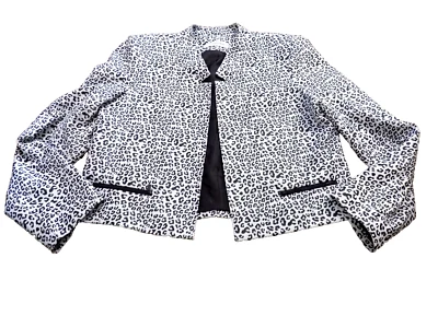 Calvin Klein Jacket Blazer Black White Leopard Open Front Classy sz 14 EUC Nice! - Image 1 of 4