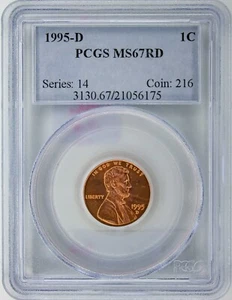 1995 D Lincoln Memorial Cent PCGS MS67RD - Bild 1 von 2