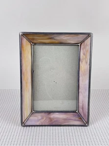Caja de vitrales vintage marco de fotos púrpura remolino 4X6" marco de metal trasero de terciopelo - Imagen 1 de 7