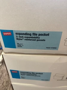 staples reinforced file pocket 3.5 inch letter size 25 in box - Picture 1 of 4