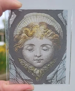 Stained Glass Cherub piece permanently Kiln fired 8 cm x 7 cm APPROX angels - Picture 1 of 2
