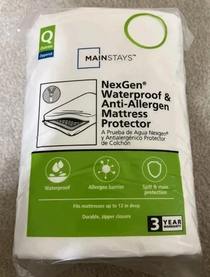 Mainstays NexGen Waterproof & Anti-Allergen Mattress Protector Size Queen New  - Image 1 of 2