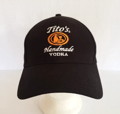 New Tito's Handmade Vodka Austin Texas Black Adj Strapback Hat Cap Embroidered - Image 1 of 4