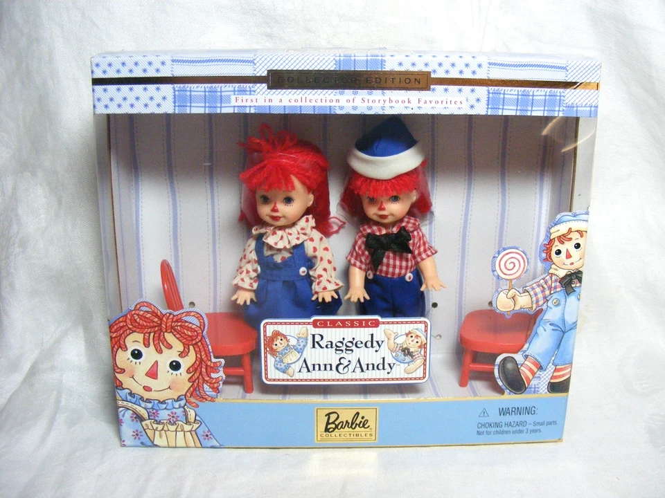 Barbie Collectibles Raggedy Ann and Andy Kelly Tommy Dolls 1999 Mattel B069