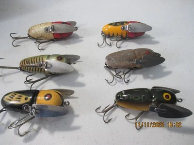 Heddon Lures Doagiac. MI 6 Crazy Crawlers 6 Different Colors - Image 1 of 4