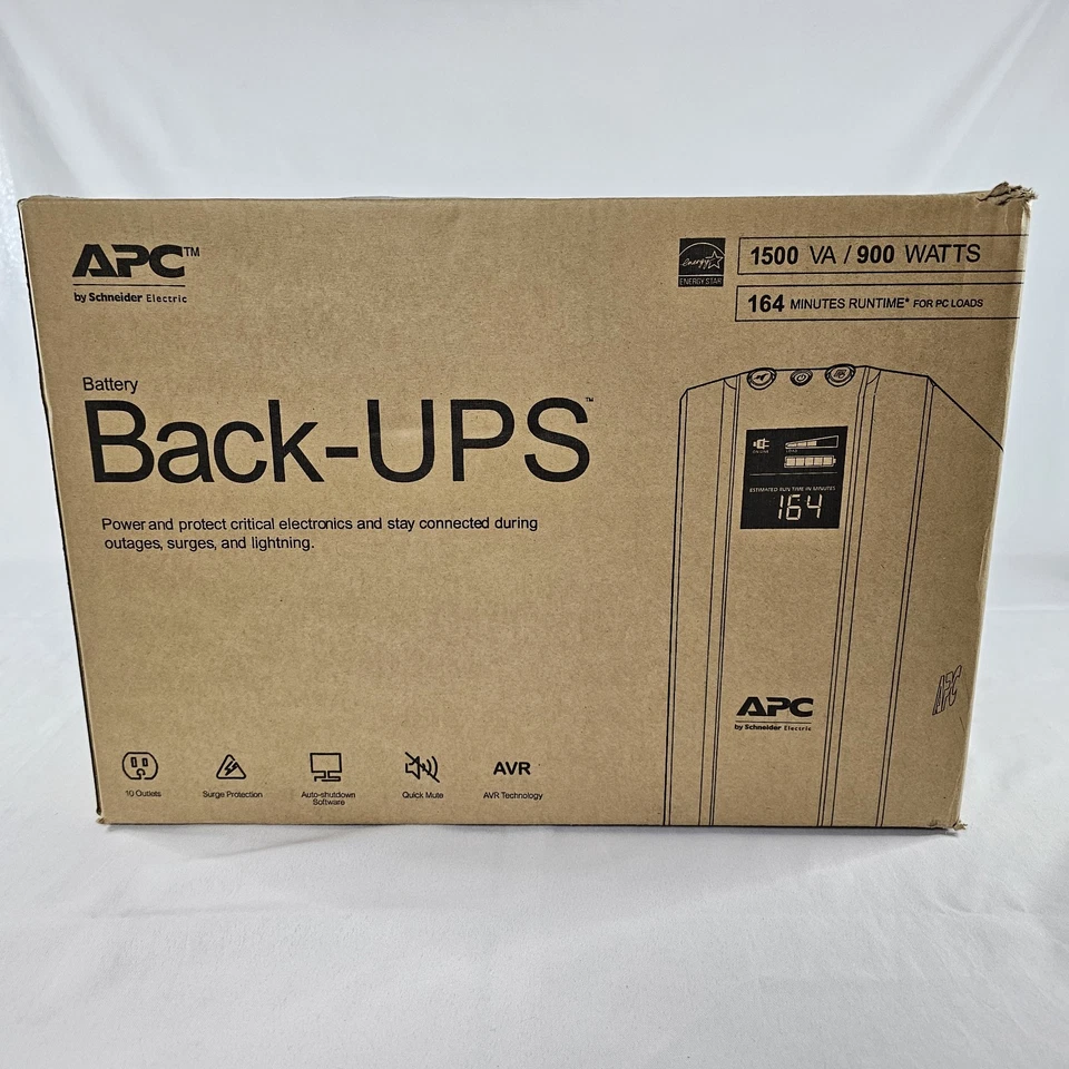 APC BX1500M Back-UPS Pro 1500VA 900 Watts 10 Out Uninterruptible Power Supply - Image 1 of 4