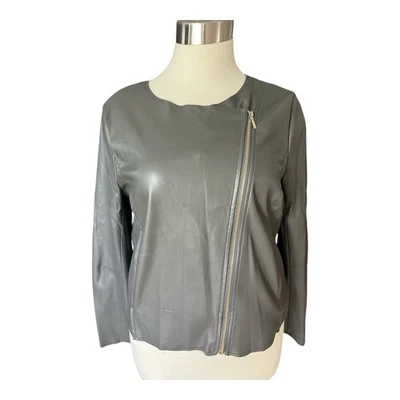 NEW Worthington Faux Leather Jacket Women's Size XL Gray Zipper NWT Zipper - Image 1 of 4