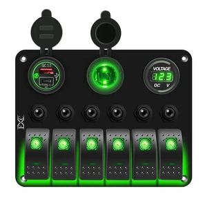 Pannello interruttore a bilanciere barca marina impermeabile 6 velocità con QC3.0 USB & Type-C Slo... - Foto 1 di 8