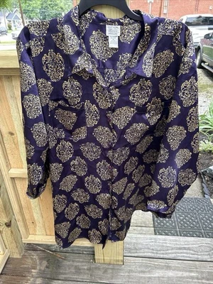 Morgan Taylor Intimates 3XL Botón Abajo Sedoso Mangas Cortas a 3/4 Largo Poliéster Foto 1 de 4