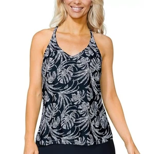 Island Escape Women's Printed Racerback Underwire Tankini Swim Top - Picture 1 of 5