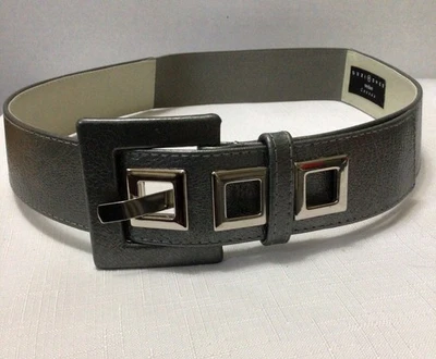 Suzi Roher Canada Grey leather stretch belt with silver hardware M - Image 1 of 4
