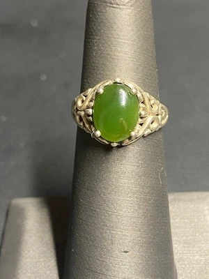 KABANA 925 STERLING SILVER AND NEPHRITE JADE RING SIZE 5 - Image 1 of 4
