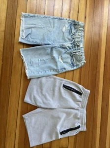 Old Navy Shorts: Boys Jean Shorts Sz 14 Blue; Athletic grey shorts Sz 14/16 - Picture 1 of 3