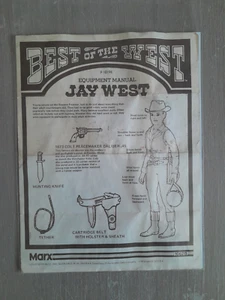 1974 Marx Best of the West Equipment Manuel Jay West Not a Reprint - Picture 1 of 4