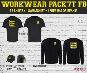 Pacchetto abbigliamento da lavoro stampato 1x felpa 5xT-shits logo/testo personalizzato *S a 6XL - Foto 1 di 7