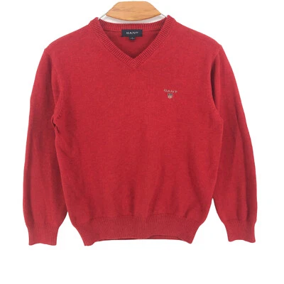 GANT Pull En Tricot À Col En V Rouge Pour Garçon Taille 134-140 (9-10 Ans) - Photo 1/4