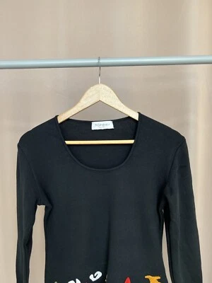 Yves Saint Lauren Variation Blouse Black Tee Shirt With Figures YSL Tunic - Image 1 of 4
