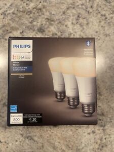 NEW SEALED 3 pack Philips Hue A19 LED Smart app Light Bulbs 800 lumens - white 