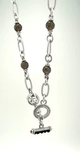 Judith Ripka Sterlingsilber strukturiert Rauchquarz 22" Knebelkette Halskette - Bild 1 von 5