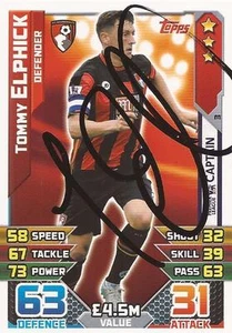 TOMMY ELPHICK * SIGNIERTE BOURNEMOUTH 2015/2016 MATCH ATTAX CAPTAIN TRADING CARD + COA - Bild 1 von 1
