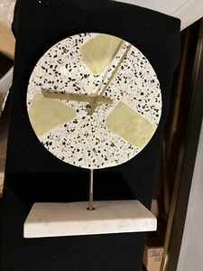 Terrazzo Stone Clock On Marble Base - Picture 1 of 6
