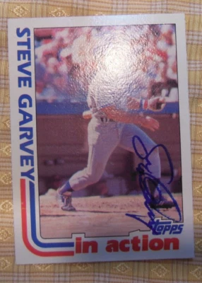 1982 Topps In Action #180 Steve Garvey - Los Angeles Dodgers, Autograph - Image 1 of 4