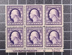 Scott 376 3 centesimi blocco piastra Washington di 6 OG MH inferiore #5428 SCV $300,00 - Foto 1 di 2