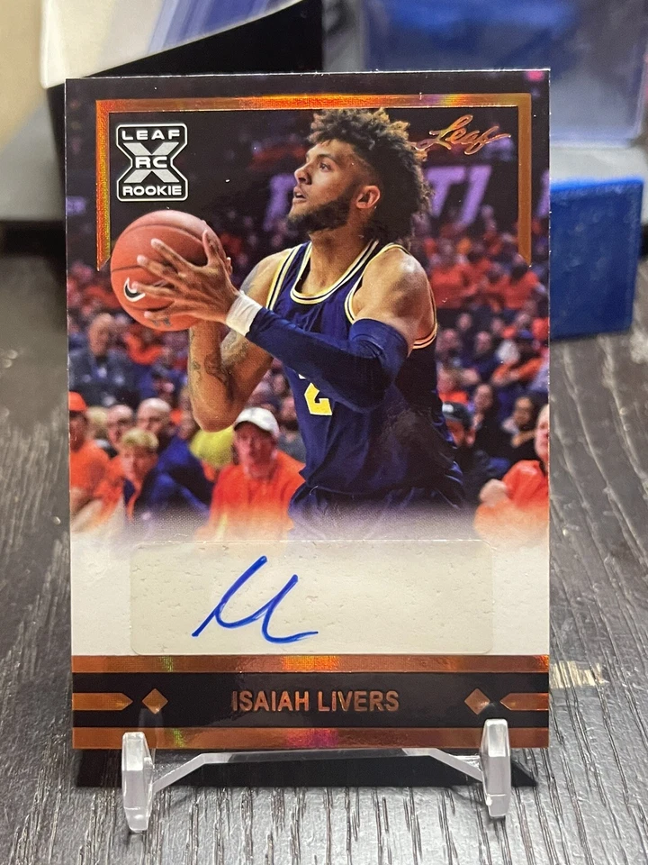 2021-22 Leaf Memories Basketball Isaiah Livers Gold Auto Michigan Detroit 🔥 - Image 1 of 2