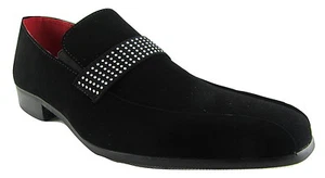 Rossellini Rimini Men'S Moccasin Shoes Black Nubuck Leather Lined Heel Loafer - Imagen 1 de 8