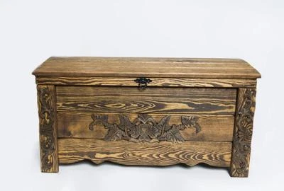 Wooden Vintage Blanket Trunk Box Coffee Table Chest Ottoman Furniture WFR1 - Image 1 of 3