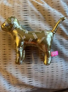 VICTORIA'S SECRET STUFFED DOG, Gold Metallic White "PINK" - Picture 1 of 5