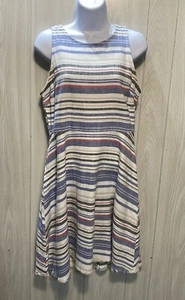Abito Zara a righe denim couture taglia M asimmetrico sfilacciato senza maniche - Foto 1 di 12