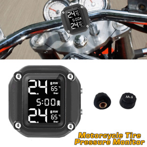 Motorcycle Electric Bike TPMS Digital Tire Pressure Monitor System w/ 2 Sensors