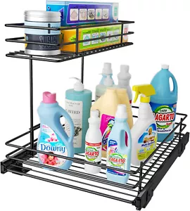 16.5" x 13" Slide Out Under Sink 2-Tier Shelf Roll Pull Out Cabinet Organizer - Picture 1 of 7