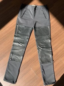 3.1 Phillip Lim Black and Blue Leather Detail Wader Pants Size 2-4 - Picture 1 of 6