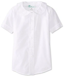 CLASSROOM Big Girls Short Sleeve Peter Pan Collar School Uniform Blouse White XL - Picture 1 of 1