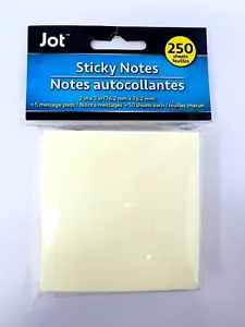 Hojas pegajosas Stick On Notes 3""x 3"" 250 5 almohadillas/paquete amarillo pastel - Imagen 1 de 4