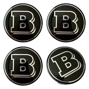 4x For Mercedes Brabus Black Alloy Wheel Hub Centre Caps Emblem Badge 75 mm - Picture 1 of 4