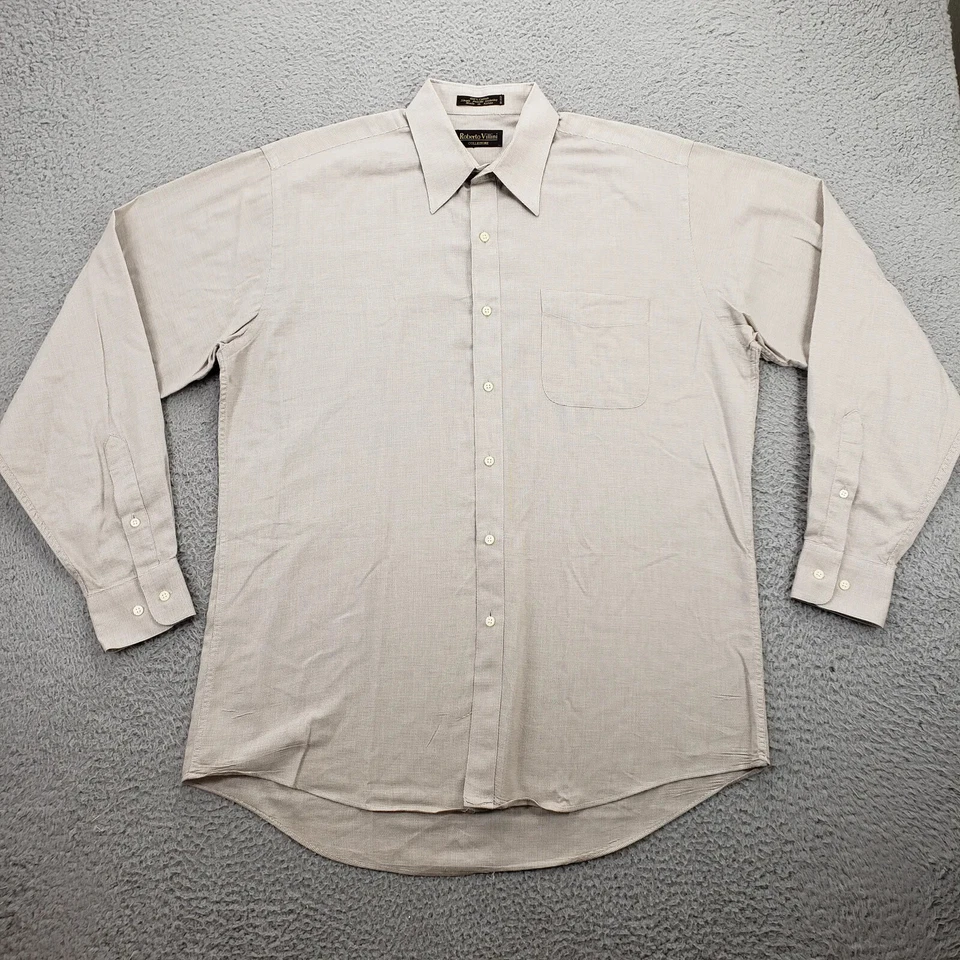 Camisa Roberto Villini Para Hombre 15 1/2 34/35 Marrón Abotonada Manga Larga Clásica Foto 1 de 4