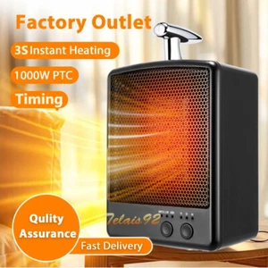 1000W Portable Electric Space Heater Office Hot for Indoor Large Room 3s Heating - Picture 1 of 27