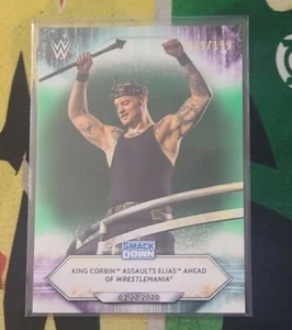 2021 Topps WWE #43 King Corbin Assaults Elias Ahead of Wrestlemania /199 Aqua - Picture 1 of 10