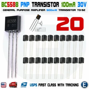 20 x BC558B BC558 Silicon PNP Transistors 30V 100mA 500mW Amplifier TO-92 Case - Picture 1 of 2